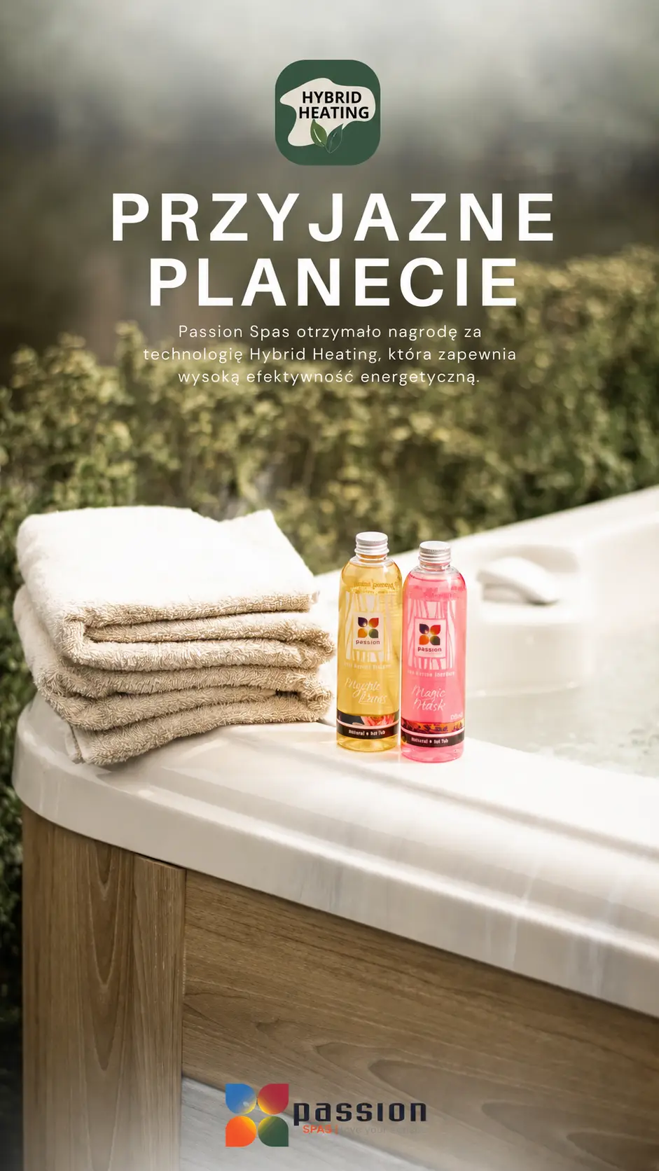 Polski baner Passion Spas Przyjazne planecie przy wannie spa